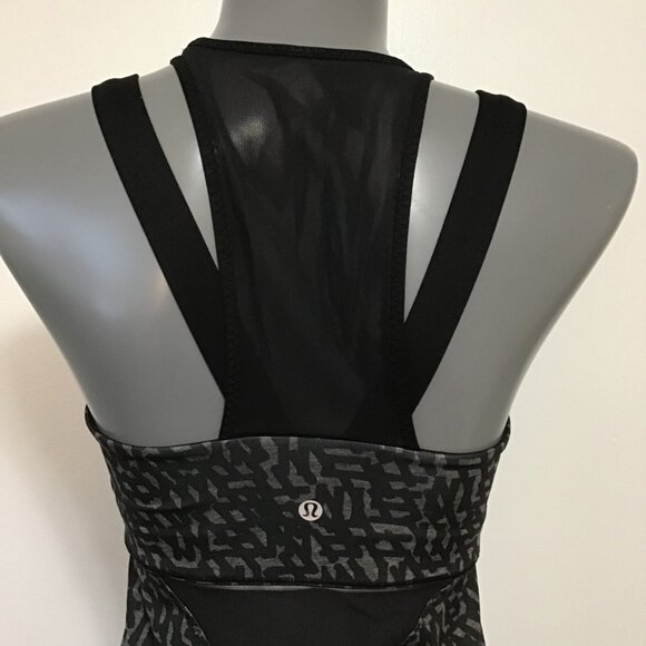 Lululemon Running In The City Tank Heathered Net Pop Black Multi Size 8 - Picture 5 of 11